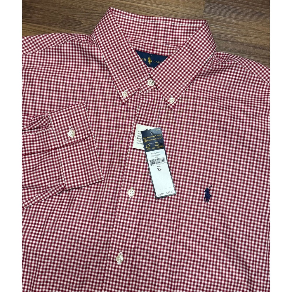 Polo Ralph Lauren Mens Red Gingham Button Down Shirt Classic Fit NWT Sz XL